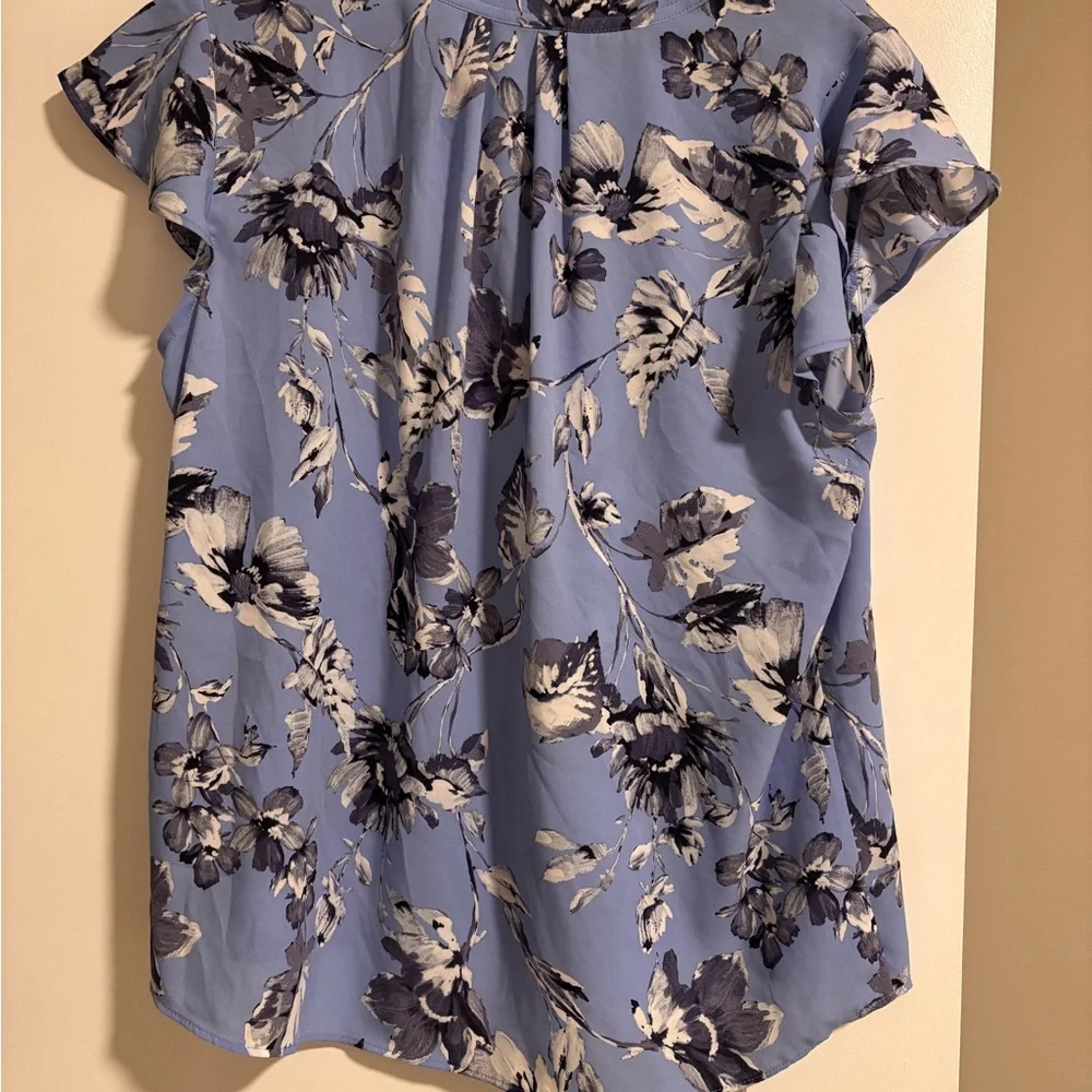 Calvin Klein Blue Ruffled Blouse - Picture 2 of 2